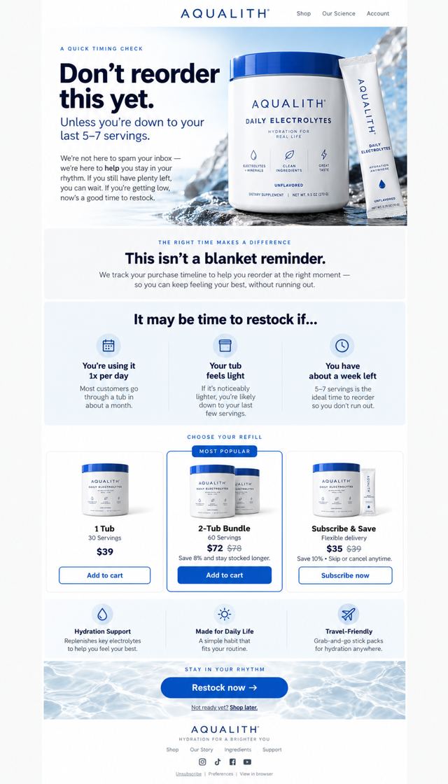 Aqualith email: Don't reorder this yet